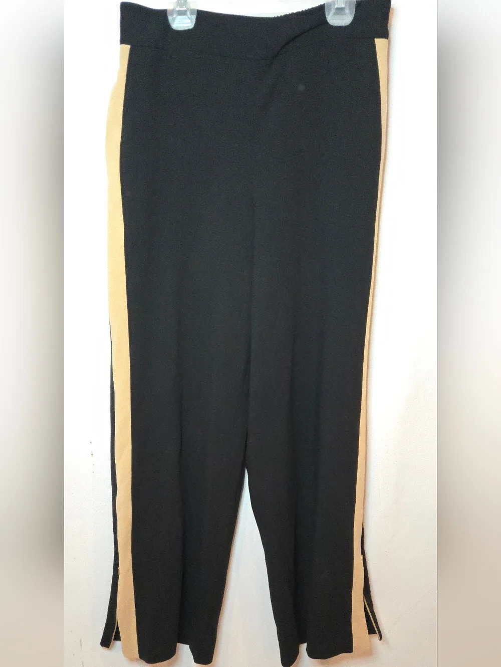 Boden Side Stripe Wide Leg Pull On Pants Black/Camel Tan Women's 8R